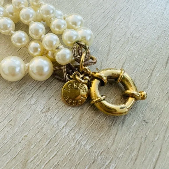 J. Crew Multi-Strand Costume Pearl Necklace with Gold Tone Clasp - Picture 2 of 4
